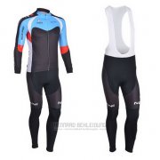 2013 Fahrradbekleidung Nalini Shwarz und Azurblau Trikot Langarm und Tragerhose