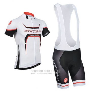 2014 Fahrradbekleidung Castelli Wei und Orange Trikot Kurzarm und Tragerhose