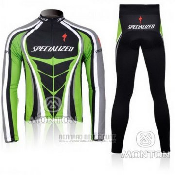 2010 Fahrradbekleidung Specialized Grun und Shwarz Trikot Langarm und Tragerhose