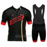 2015 Fahrradbekleidung Wieiev Rot und Shwarz Trikot Kurzarm und Tragerhose