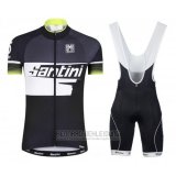 2016 Fahrradbekleidung Santini Gelb und Shwarz Trikot Kurzarm und Tragerhose