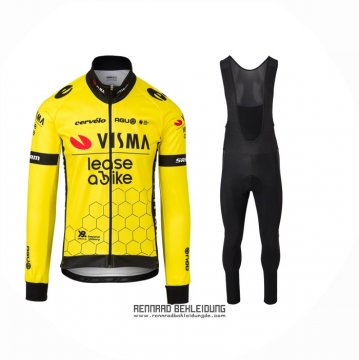 2024 Fahrradbekleidung Jumbo Visma Gelb Shwarz Trikot Langarm Und Tragerhose