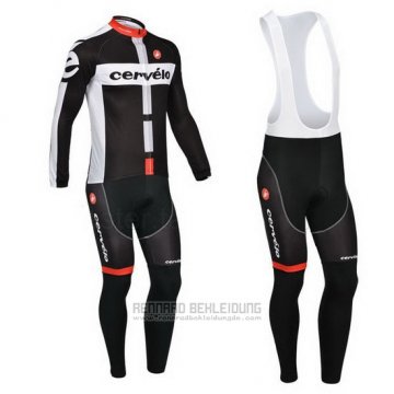 2013 Fahrradbekleidung Cervelo Wei und Shwarz Trikot Langarm und Tragerhose