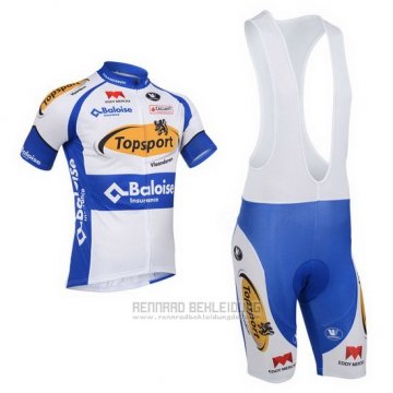 2013 Fahrradbekleidung Topsport Wei und Azurblau Trikot Kurzarm und Tragerhose