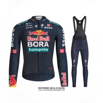 2024 Fahrradbekleidung Bora-Hansgrone Blau Trikot Langarm Und Tragerhose