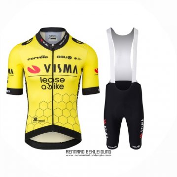 2024 Fahrradbekleidung Jumbo Visma Gelb Shwarz Trikot Kurzarm Und Tragerhose