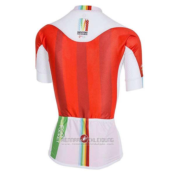 2017 Fahrradbekleidung Frau Castelli Maratona Rot und Wei Trikot Kurzarm und Tragerhose