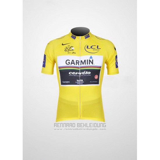 2011 Fahrradbekleidung Garmin Lider Gelb Trikot Kurzarm und Tragerhose