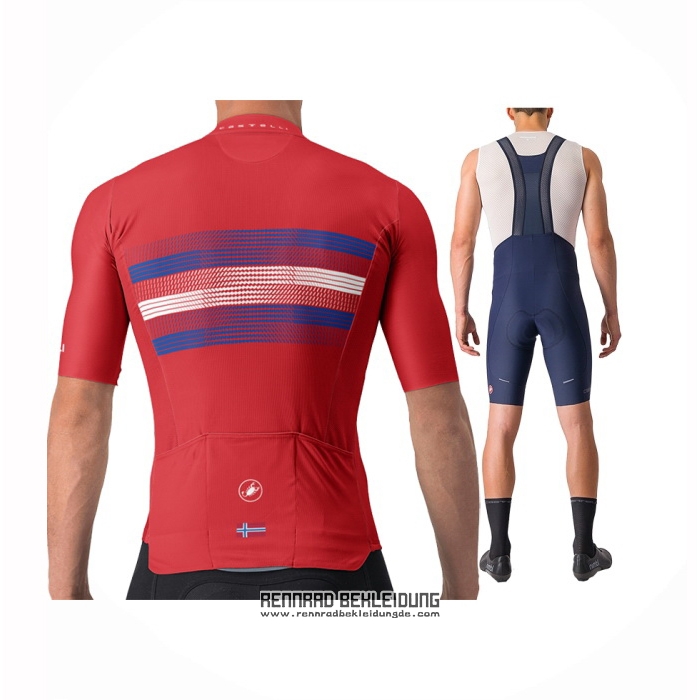 2024 Fahrradbekleidung Castelli Rot Blau Trikot Kurzarm Und Tragerhose