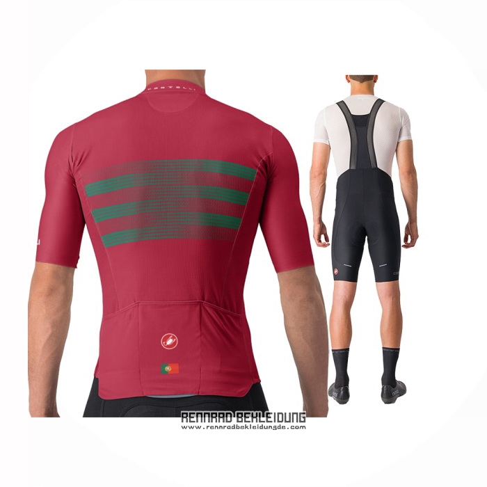 2024 Fahrradbekleidung Castelli Rot Grun Trikot Kurzarm Und Tragerhose