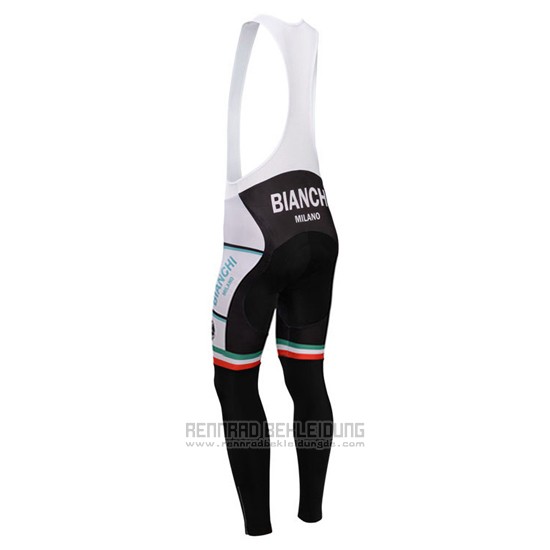 2014 Fahrradbekleidung Bianchi Grun und Wei Trikot Langarm und Tragerhose