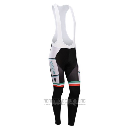 2014 Fahrradbekleidung Bianchi Grun und Wei Trikot Langarm und Tragerhose