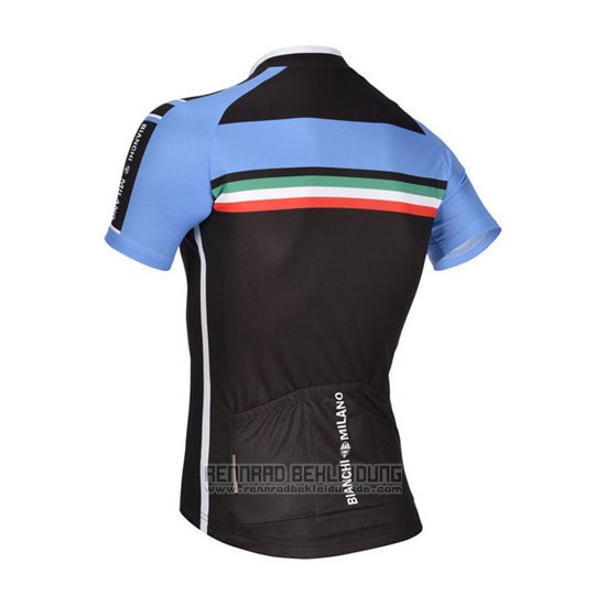 2014 Fahrradbekleidung Bianchi Shwarz und Blau Trikot Kurzarm und Tragerhose