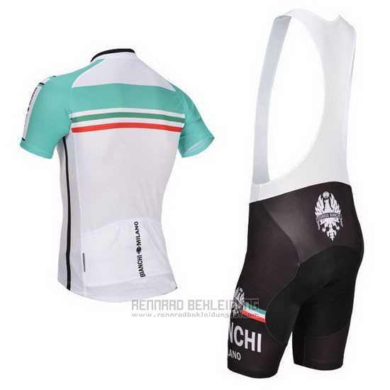 2014 Fahrradbekleidung Bianchi Wei und Grun Trikot Kurzarm und Tragerhose