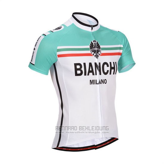 2014 Fahrradbekleidung Bianchi Wei und Grun Trikot Kurzarm und Tragerhose