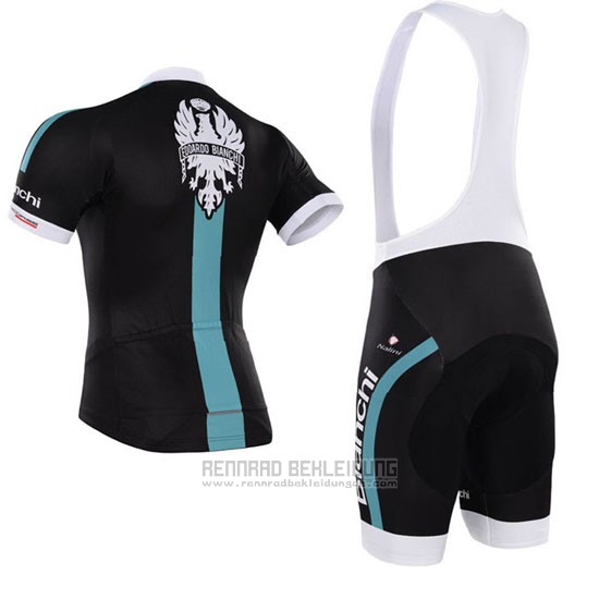 2015 Fahrradbekleidung Bardiani Shwarz und Blau Trikot Kurzarm und Tragerhose