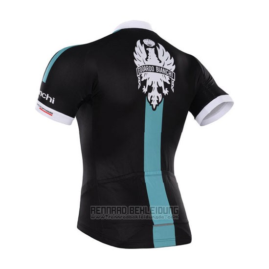 2015 Fahrradbekleidung Bardiani Shwarz und Blau Trikot Kurzarm und Tragerhose