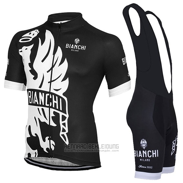 2016 Fahrradbekleidung Bianchi Wei und Shwarz Trikot Kurzarm und Tragerhose