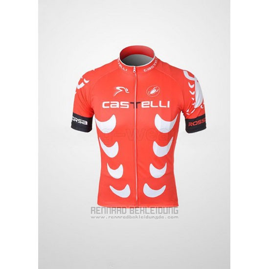 2010 Fahrradbekleidung Castelli Wei und Rot Trikot Kurzarm und Tragerhose