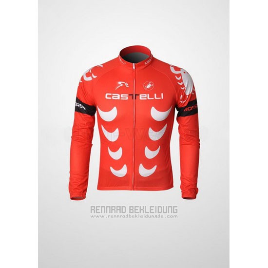 2010 Fahrradbekleidung Castelli Wei und Rot Trikot Langarm und Tragerhose