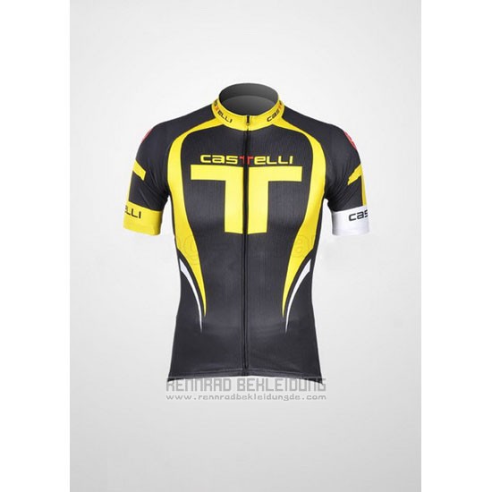 2011 Fahrradbekleidung Castelli Gelb und Shwarz Trikot Kurzarm und Tragerhose