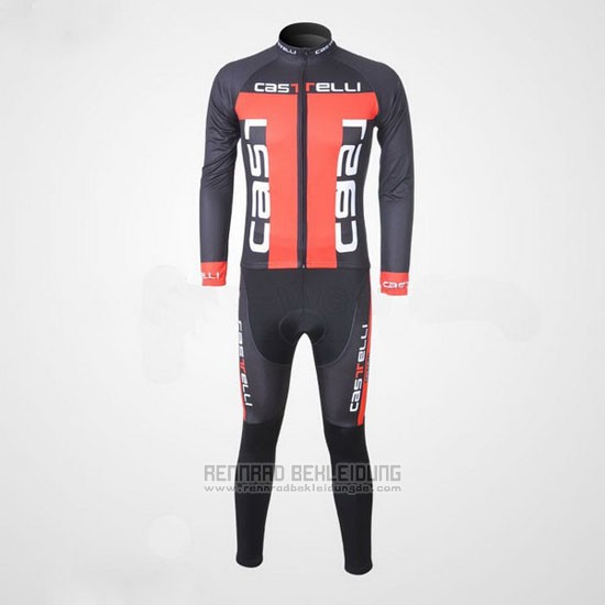 2011 Fahrradbekleidung Castelli Grau und Orange Trikot Langarm und Tragerhose