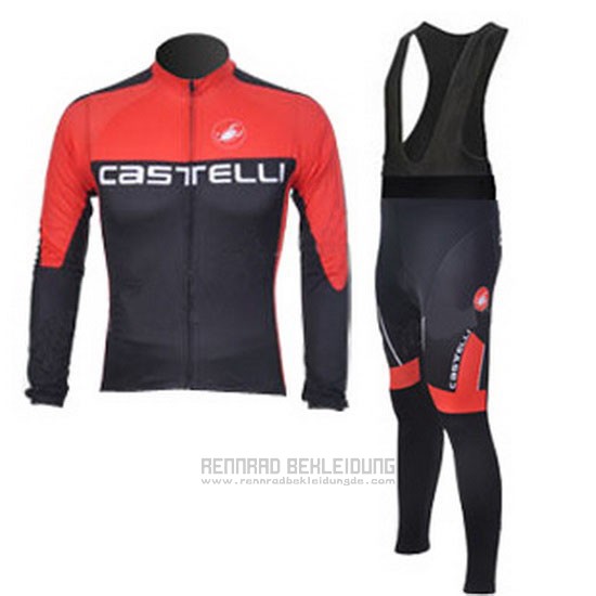 2011 Fahrradbekleidung Castelli Shwarz Rot Trikot Langarm und Tragerhose