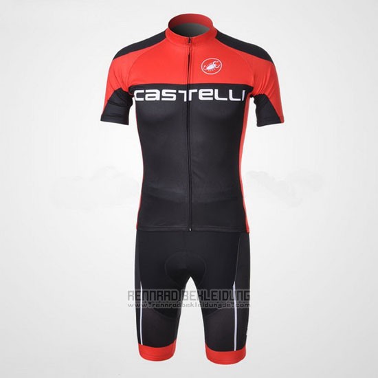 2011 Fahrradbekleidung Castelli Shwarz und Rot Trikot Kurzarm und Tragerhose