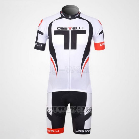 2011 Fahrradbekleidung Castelli Wei Trikot Kurzarm und Tragerhose