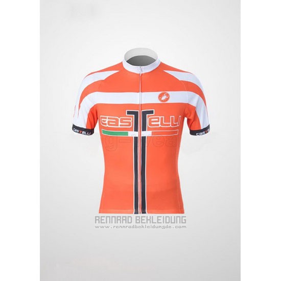 2011 Fahrradbekleidung Castelli Wei und Orange Trikot Kurzarm und Tragerhose