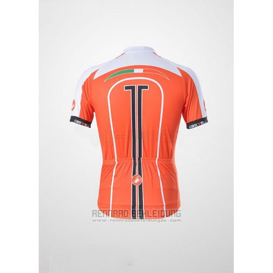 2011 Fahrradbekleidung Castelli Wei und Orange Trikot Kurzarm und Tragerhose