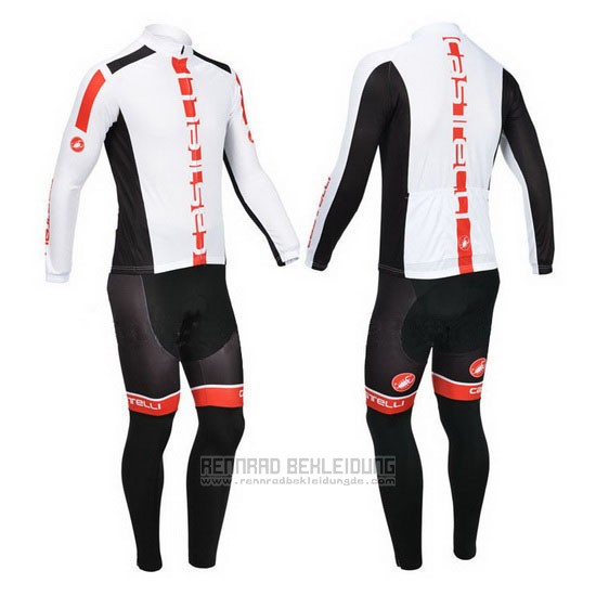 2013 Fahrradbekleidung Castelli Orange und Wei Trikot Langarm und Tragerhose