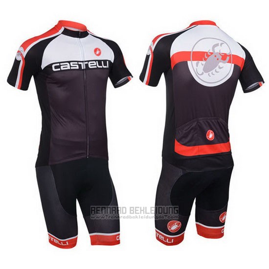 2013 Fahrradbekleidung Castelli Shwarz Trikot Kurzarm und Tragerhose