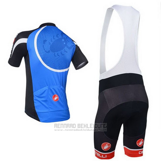 2013 Fahrradbekleidung Castelli Shwarz und Blau Trikot Kurzarm und Tragerhose