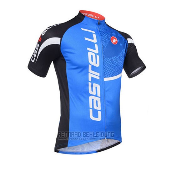 2013 Fahrradbekleidung Castelli Shwarz und Blau Trikot Kurzarm und Tragerhose