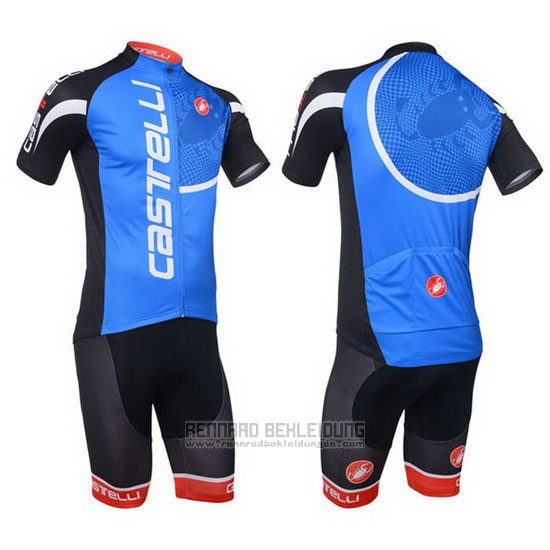 2013 Fahrradbekleidung Castelli Shwarz und Blau Trikot Kurzarm und Tragerhose