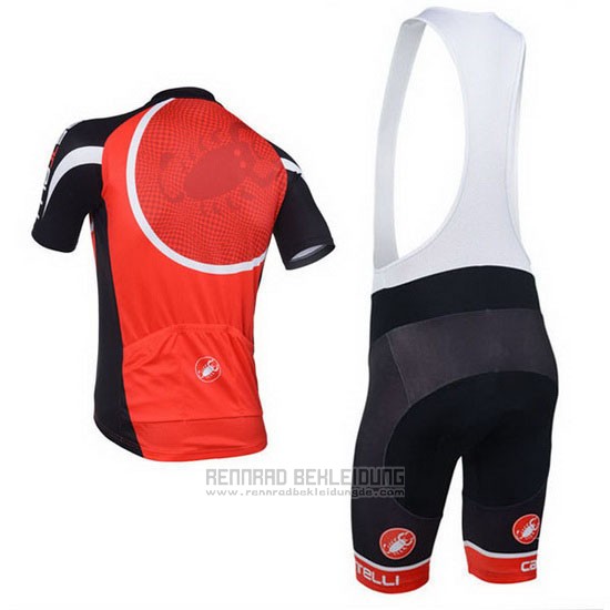 2013 Fahrradbekleidung Castelli Shwarz und Rot Trikot Kurzarm und Tragerhose