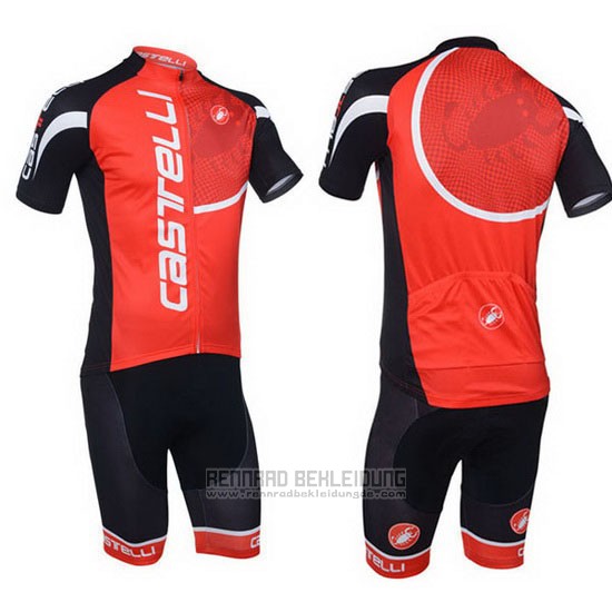 2013 Fahrradbekleidung Castelli Shwarz und Rot Trikot Kurzarm und Tragerhose