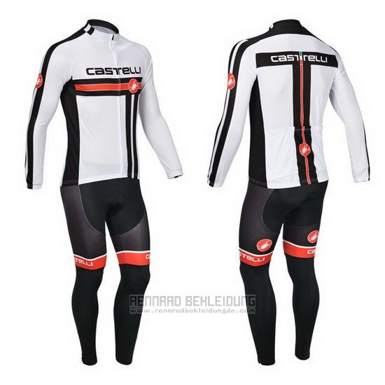 2013 Fahrradbekleidung Castelli Wei Trikot Langarm und Tragerhose