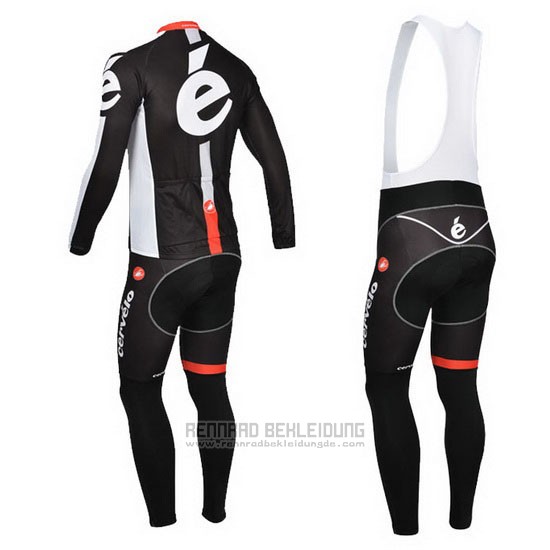 2013 Fahrradbekleidung Cervelo Wei und Shwarz Trikot Langarm und Tragerhose