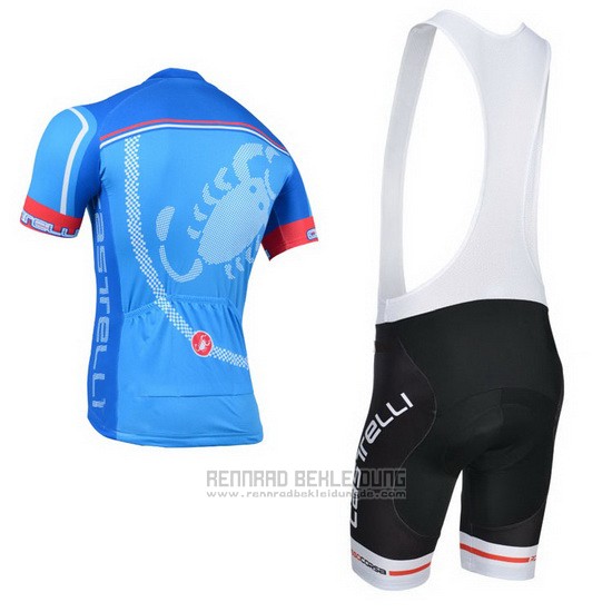 2014 Fahrradbekleidung Castelli Azurblau Trikot Kurzarm und Tragerhose