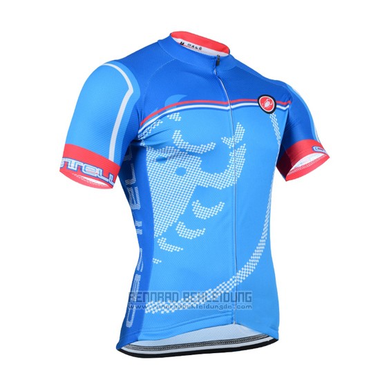 2014 Fahrradbekleidung Castelli Azurblau Trikot Kurzarm und Tragerhose