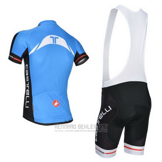 2014 Fahrradbekleidung Castelli Blau und Shwarz Trikot Kurzarm und Tragerhose