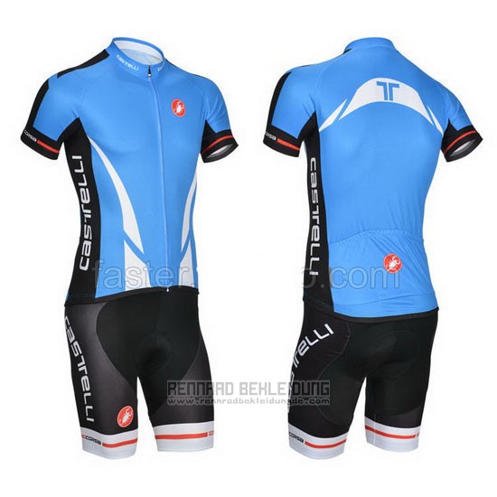 2014 Fahrradbekleidung Castelli Blau und Shwarz Trikot Kurzarm und Tragerhose