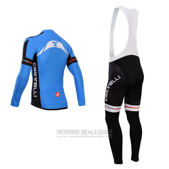 2014 Fahrradbekleidung Castelli Blau und Shwarz Trikot Langarm und Tragerhose