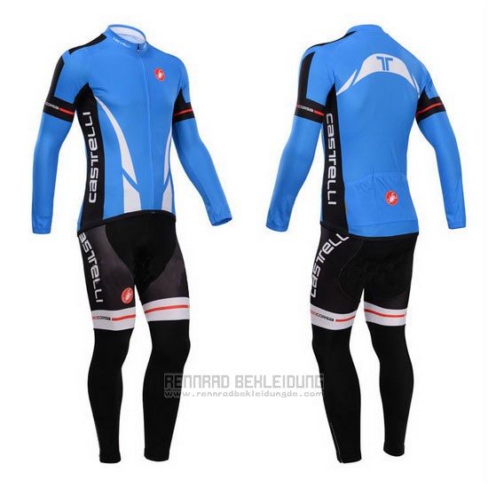 2014 Fahrradbekleidung Castelli Blau und Shwarz Trikot Langarm und Tragerhose