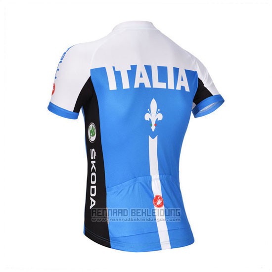 2014 Fahrradbekleidung Castelli Blau und Wei Trikot Kurzarm und Tragerhose