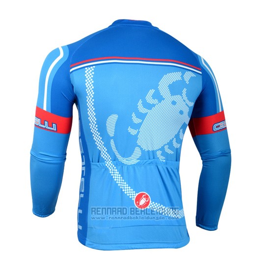 2014 Fahrradbekleidung Castelli Rot Azurblau Trikot Langarm und Tragerhose