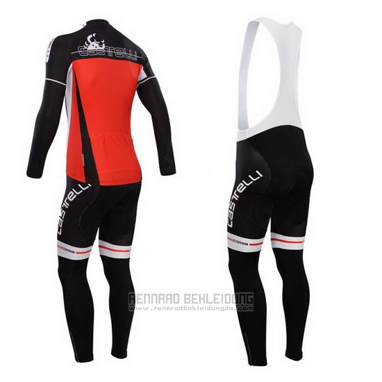 2014 Fahrradbekleidung Castelli Rot Trikot Langarm und Tragerhose