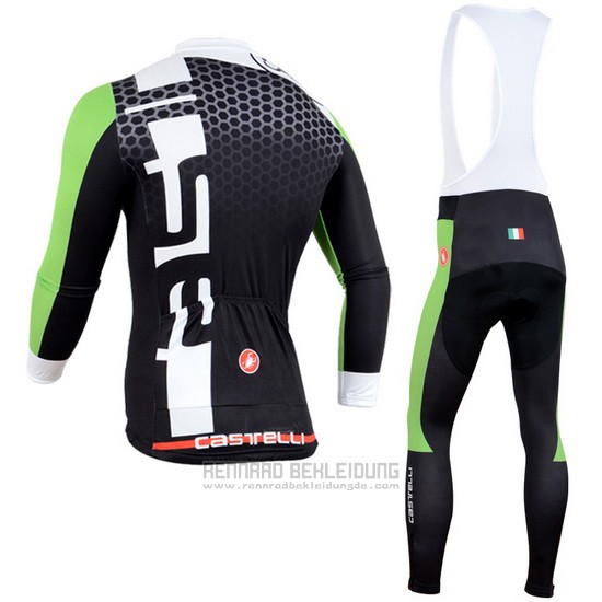 2014 Fahrradbekleidung Castelli Shwarz und Grun Trikot Langarm und Tragerhose